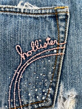 Hollister ladies Light Blue Embroidered Denim micro mini skirt